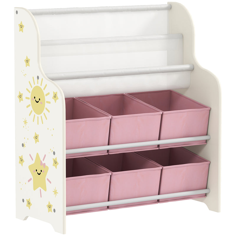 Kids Storage Shelf With Book Rack and Removable Drawers for Easy Organisation Pink AOSOM
