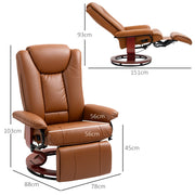 Brown Faux Leather Executive Recliner Chair with Padded Armrests For Home or Office by HOMCOM
