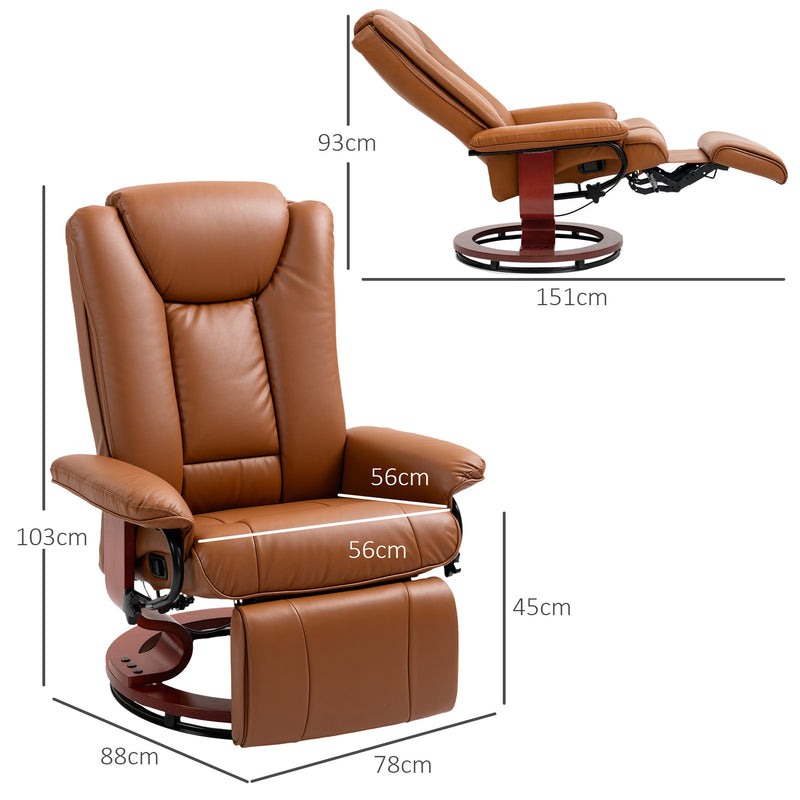 Brown Faux Leather Executive Recliner Chair with Padded Armrests For Home or Office by HOMCOM