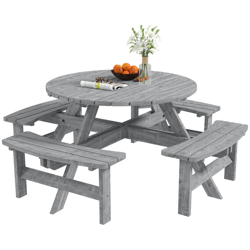 8 Seater Wooden Picnic Table and Bench Set Durable Fir Wood by Outsunny