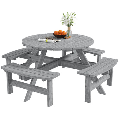 8 Seater Wooden Picnic Table and Bench Set Durable Fir Wood by Outsunny
