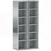 CD and Media Storage Shelves Set of 2 for Organised Home or Office High Gloss Grey AOSOM