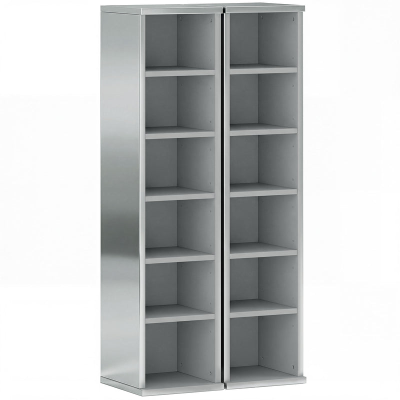 CD and Media Storage Shelves Set of 2 for Organised Home or Office High Gloss Grey AOSOM