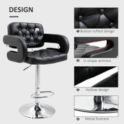 Adjustable Swivel Bar Stool with Backrest Armrests and Footrest for Kitchen Counter Black