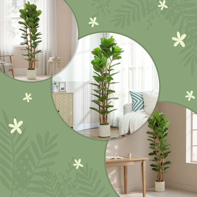 180cm Artificial Fiddle Leaf Fig Tree Decorative Indoor Plant for Home or Office Green