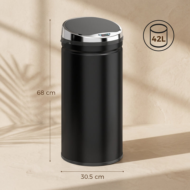 Sensor Kitchen Bin 42L Touch Free with Soft Close Lid for Easy Hygienic Waste Disposal Black
