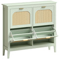 Shoe Cabinet with Flip Drawers for Hallway Storage Slim Space Saving Design Light Green