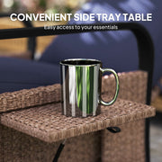 Rattan Garden Recliner Chair with Cushion Side Tray and Adjustable Footrest by Outsunny