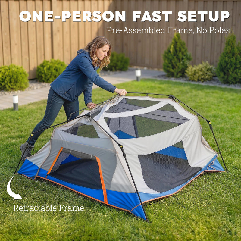 Family Tent for 6 With Quick Setup and Weather Protection for Garden or Beach Blue
