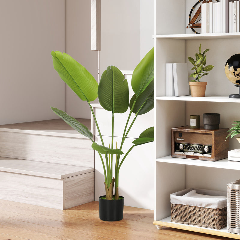 Artificial Bird of Paradise Plant 109cm with Realistic PEVA Leaves in Pot for Home Decor Green