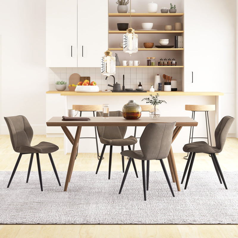 Set of 4 Racing Style Dining Chairs with Ergonomic Back and Steel Legs for Home Brown AOSOM