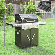 Black 4+1 Burner Gas BBQ Grill with Clear View Lid and Side Table for Outdoor Cooking by Outsunny