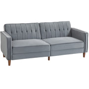 Dark Grey Velvet Feel Three Seater Sofa Bed with Cushioned Seat by HOMCOM