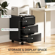 Black Three Drawer Lockable Filing Cabinet with Spacious Storage by Homcom