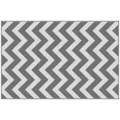 Grey and White Reversible Outdoor Rug 1.2 x 1.8m Waterproof Plastic Mat for Garden Camping Beach by Outsunny