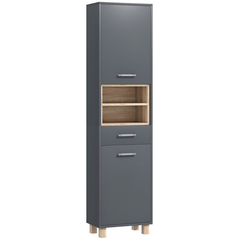 Tall Freestanding Bathroom Storage Storage Cabinet with Open Shelves and Drawer by HOMCOM