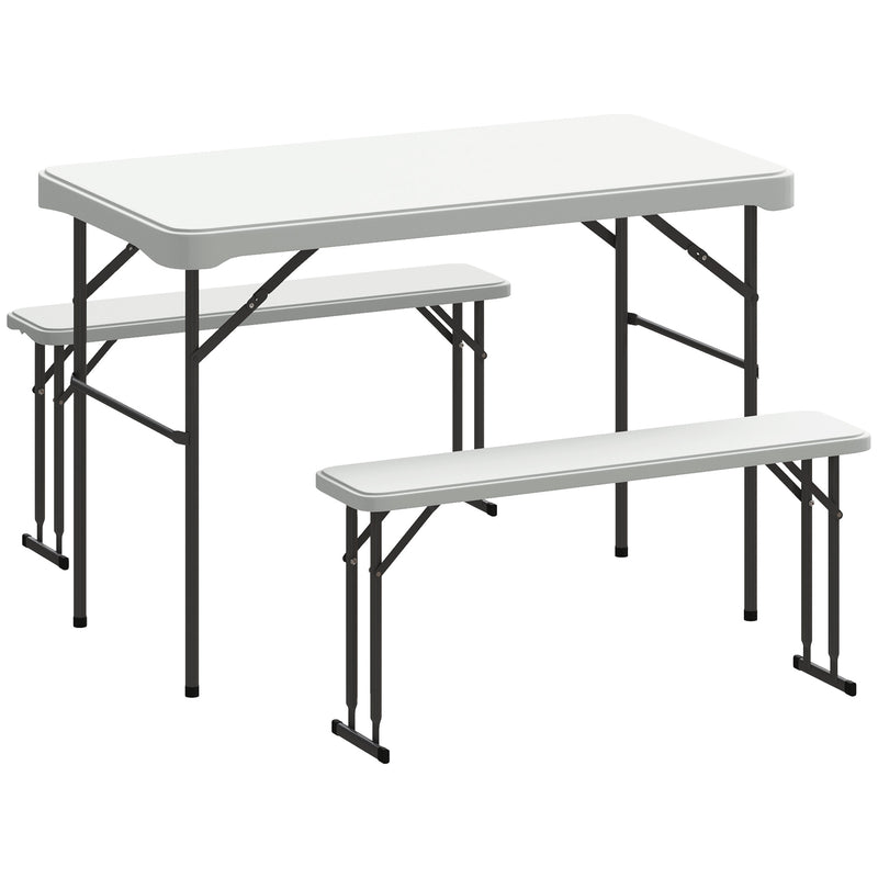 3 Piece Folding Picnic Table and Bench Set for Outdoor Dining and Camping White