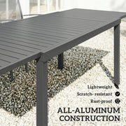 Extendable Garden Dining Table for 6 to 8 People with Slatted Top Aluminium Dark Grey Outsunny