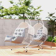 Light Grey Hanging Egg Chair with Stand and Cushions for Garden or Patio by Outsunny
