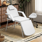 3 Section Foldable Massage Table with Adjustable Backrest for Spa and Beauty Treatment White