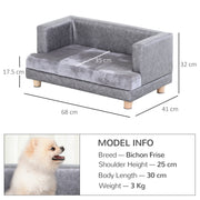 Elevated Dog Sofa Bed with Soft Cushion and Anti Slip Legs for Small Pets Grey
