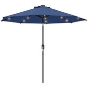 Blue 2.7m Garden Parasol with 24 LED Lights UV Protection Outdoor Shade by Outsunny