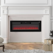 Wall Mounted Electric Fireplace 127cm with Remote Control and 9 Flame Colours Black