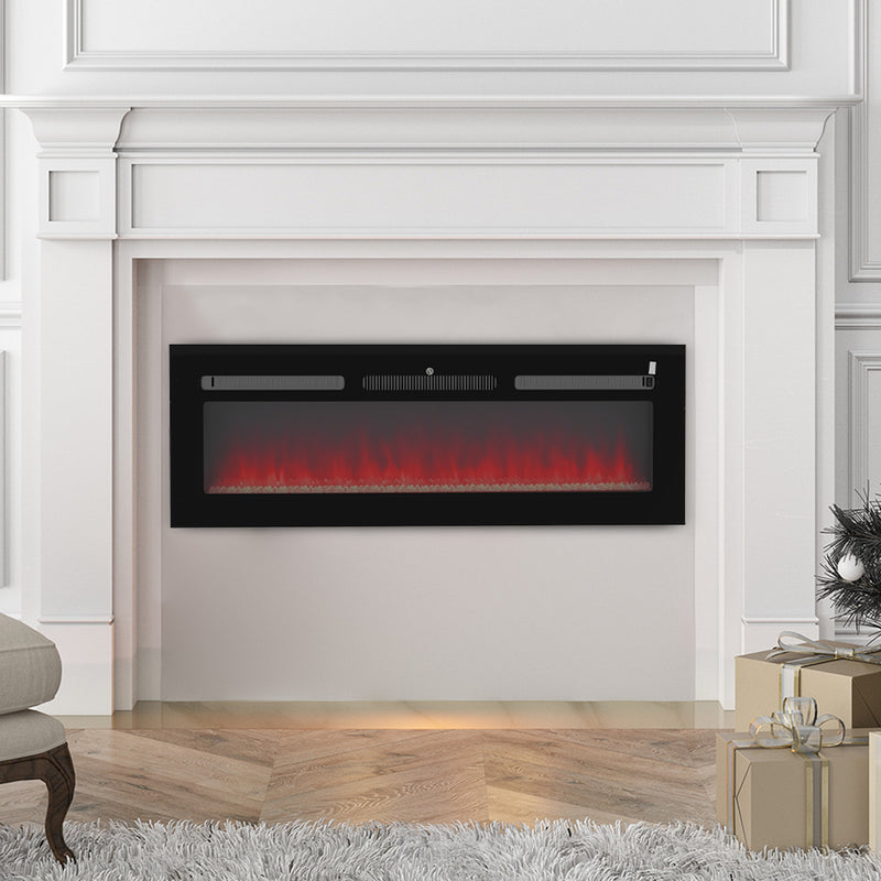 Wall Mounted Electric Fireplace 127cm with Remote Control and 9 Flame Colours Black