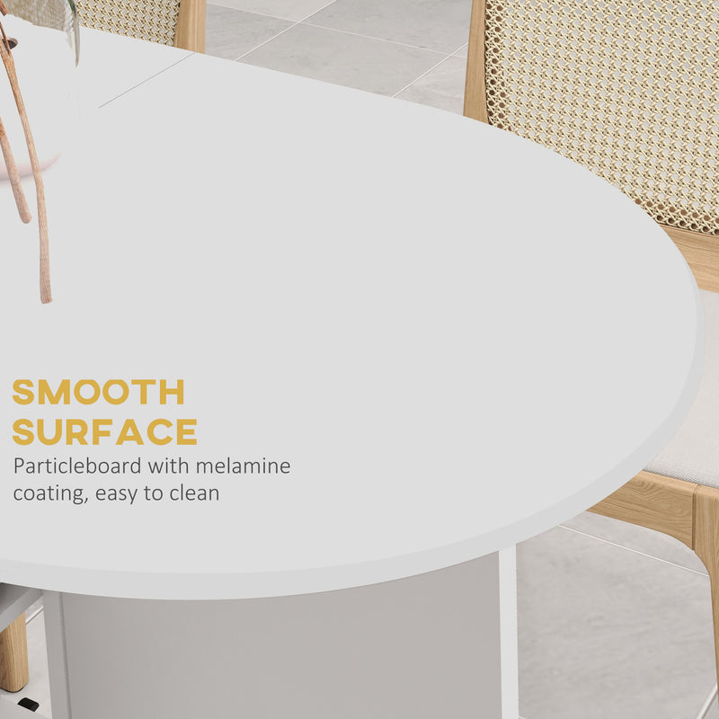 White Four Seater Drop Leaf Dining Table with Wheels by HOMCOM