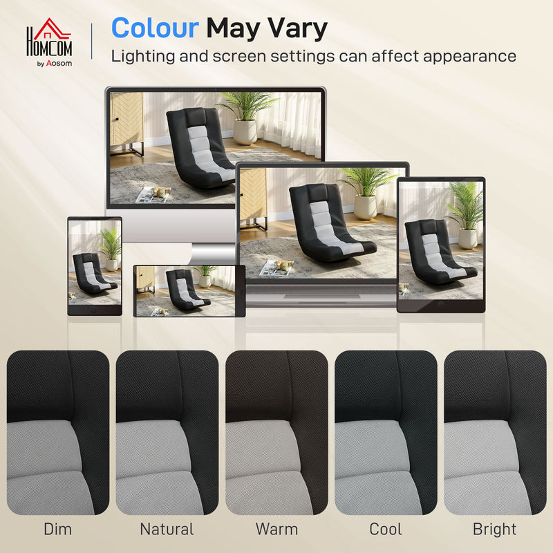 Folding Floor Chair With Swivel Base And Adjustable Backrest For Lounge Comfort Black