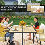 Rattan Garden Dining Set for 4 with Cushions and Space Saving Chairs, Beige Outsunny