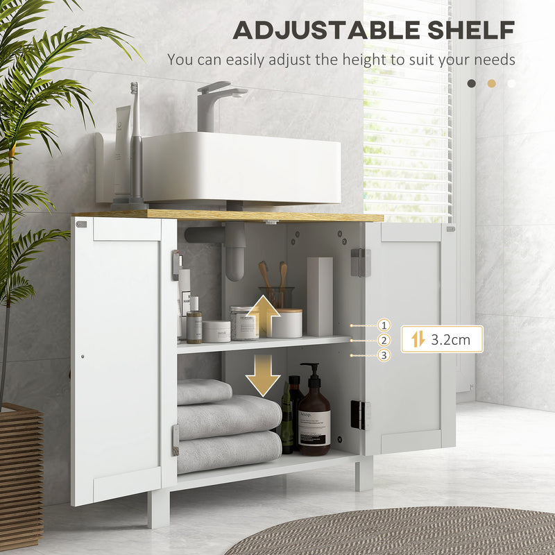 Under Sink Bathroom Cabinet with Adjustable Shelf for Compact Storage White Natural