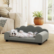 Elevated Dog Sofa Bed with Backrest and Armrests for Small Pets Ideal for Indoors Grey