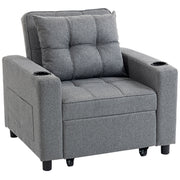 3 in 1 Convertible Single Sofa Bed Chair Ideal for Small Spaces Dark Grey Homcom