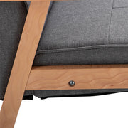 Set of 2 Linen Fabric Armchairs with Beech Wood Frame for Living Room or Bedroom Grey Natural