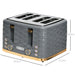 Grey Four Slice Toaster with Rippled Design for Even Browning by HOMCOM