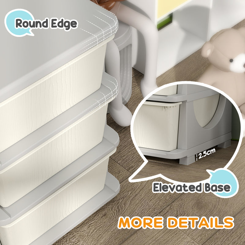 Kids Toy Storage Organiser with Nine Removable Drawers for Bedroom or Playroom Cream