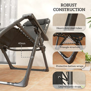 Set of Two Grey Reclining Sun Loungers with Cushions for Garden and Patio by Outsunny