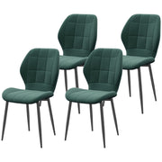 Set of 4 Flannel Tub Dining Chairs with Padded Seats for Lounge or Kitchen Green
