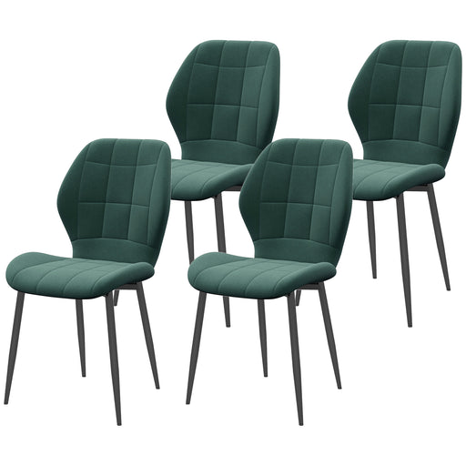 Set of 4 Flannel Tub Dining Chairs with Padded Seats for Lounge or Kitchen Green
