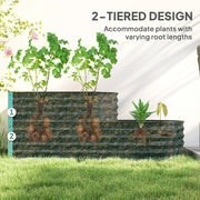 Two Tier Galvanised Steel Garden Planter Dark Green by Outsunny