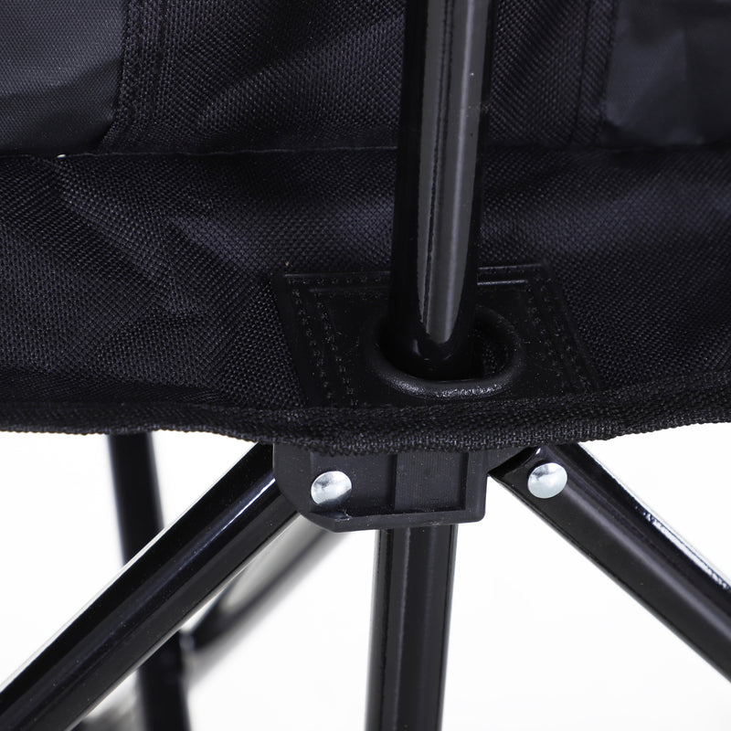 Folding 6 Seater Outdoor Bench With Cooler Bag For Easy Group Seating Black