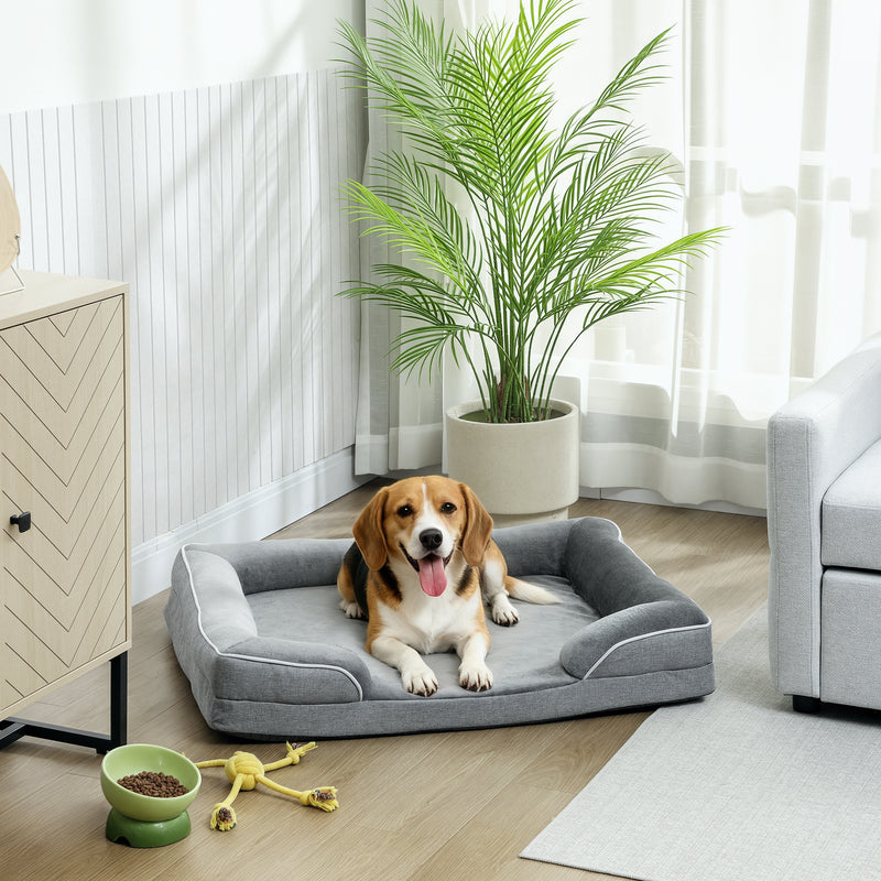 Washable Dog Sofa Bed With Removable Cover And Non Slip Base For Small Pets Grey