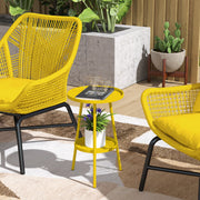 Outsunny Two-Tier Metal Garden Table - Yellow AOSOM