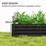 Raised Garden Bed 180 x 90cm Metal Planter Box Ideal for Vegetables and Herbs Grey AOSOM