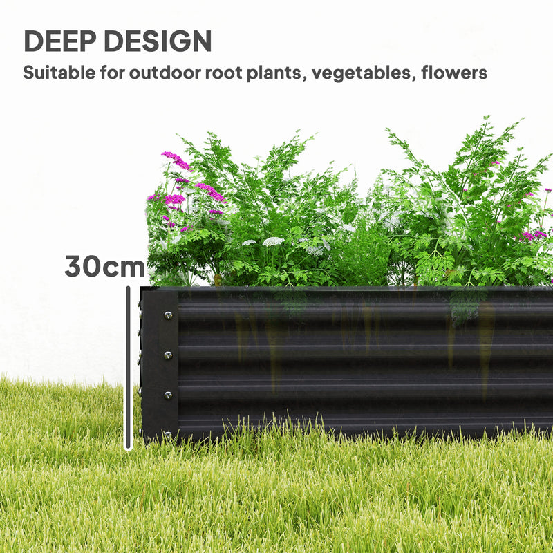 Raised Garden Bed 180 x 90cm Metal Planter Box Ideal for Vegetables and Herbs Grey AOSOM
