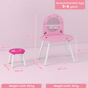 Kids Vanity Table with Mirror and Stool for Bedroom or Nursery Ages 3 to 6 Pink AOSOM