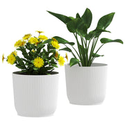 Set of Two 22cm White Planters Lightweight and Weather Resistant by Outsunny