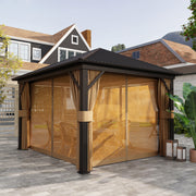 3.6 x 3m Aluminium Hardtop Garden Gazebo with Curtains for Garden and Patio by Outsunny