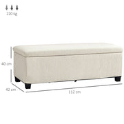 Beige Corduroy Storage Ottoman Bench with Removable Lid and Legs 112cm by HOMCOM